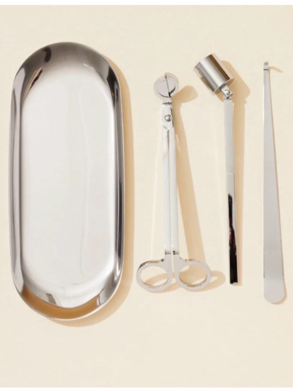Makesy Silver 4 Piece Candle Care Kit With Muslin Bag New